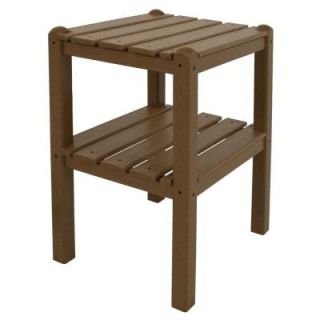 POLYWOOD Teak 2 Shelf Patio Side Table TWSTTE