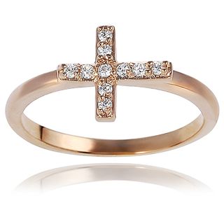 Tressa Collection Goldtone Sterling Silver Cubic Zirconia Cross Ring
