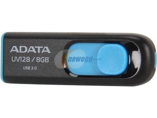 ADATA UV128 64 GB High Speed USB 3.0 Capless USB Flash Drive, Black/ Blue (AUV128 64G RBE)