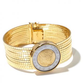 Bellezza Lira Coin Bronze 11 Row Diamond Cut Cubetto Bracelet   1186744