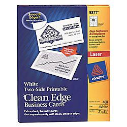 Avery Two Side Printable Clean Edge Business Cards 2 x 3 12  65 Lb White 10 Cards Per Sheet Pack of 40