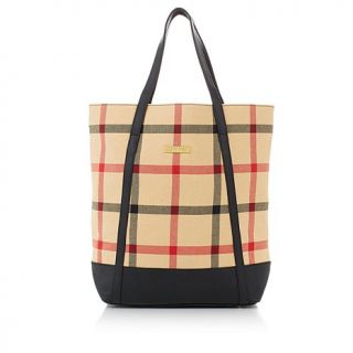 JOY & IMAN Plaid and Leather Hollywood Glamour Tote   7925879