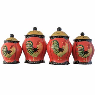 Grand Rooster Hand painted 4 piece Food Storage Canister Set