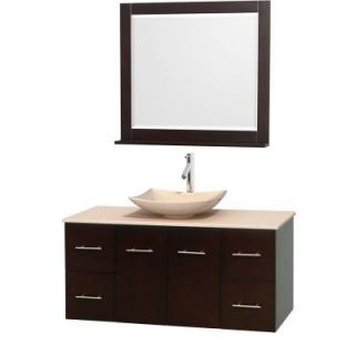 Wyndham Collection Centra 48 in. Vanity in Espresso with Marble Vanity Top in Ivory, Marble Sink and 36 in. Mirror WCVW00948SESIVGS5M36