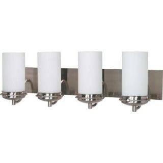 Glomar 4 Light Brushed Nickel Vanity Light with Satin Frosted Glass Shade HD 614