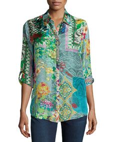 Johnny Was Collection Brightwood Printed Blouse, Womens