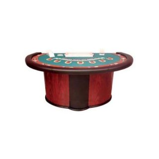 Casino Blackjack Table w Storage Space (Green, Oak)