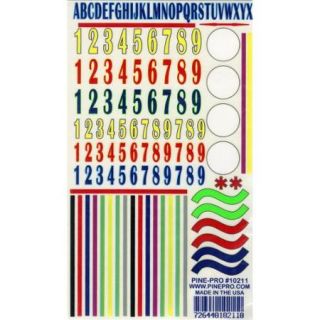 Pine Car Derby Decal Numbers & Stripes 5"X8" Sheet