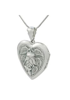 Sterling Silver Heart with Rose Locket Necklace