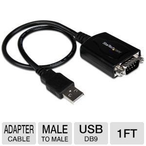 StarTech ICUSB232PRO USB to RS232 DB9 Serial Adapter Cable   1ft, COM Retention, Male to Male