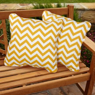 Chevron Yellow Square Corded Indoor/ Outdoor Pillows (Set of 2)