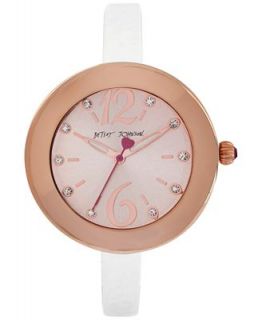 Betsey Johnson Womens White Leather Skinny Strap Watch 38mm BJ00442