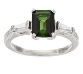 Judith Ripka Sterling 1.80cttw Green Tourmaline and Diamonique Ring —
