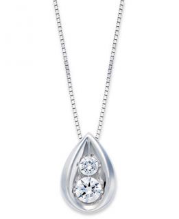 Diamond Teardrop Pendant Necklace in 14k Yellow or White Gold (1/4 ct
