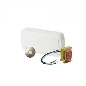 Nutone BK131LSN Chime, 2 Note/1 Note Doorbell w/1 Lighted Stucco Pushbutton & Standard Transformer   Satin Nickel