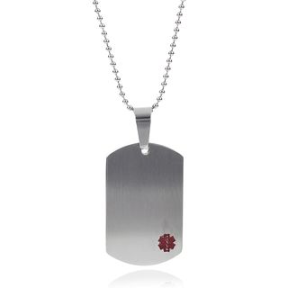Stainless Steel Engraved Medical Alert ID Dog Tag Necklace   15456662