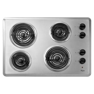 Whirlpool 30 in. Coil Electric Cooktop in Chrome with 4 Elements WCC31430AR