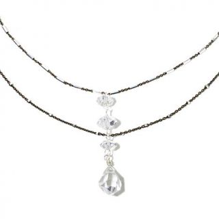 Deb Guyot Designs Double Chain Herkimer "Diamond" Quartz Drop 17" Sterling Silv   7948894