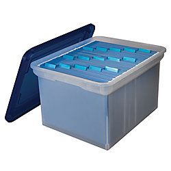 Brand Store N Slide File Box 11 14 H x 17 W x 13 34 D ClearNavy Blue