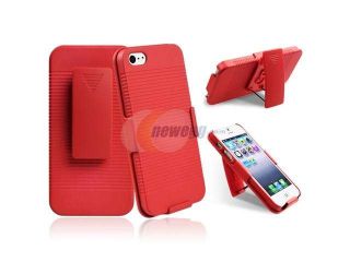 Insten Red Swivel Holster with Stand Case Cover + Privacy Screen Protector compatible with Apple iPhone 5