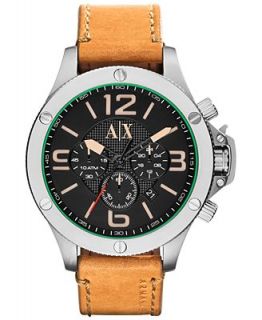 Armani Exchange Mens Chronograph Light Brown Leather Strap Watch