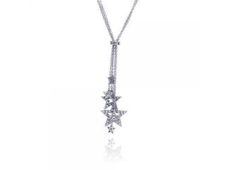 .925 Sterling Silver Cubic Zirconia Star Pendant Necklace