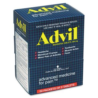 Advil Ibuprofen Tablet 2 pack Box with 50 Packs of 2 Tablets per Box