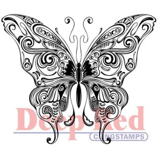 Deep Red Cling Stamp   Butterfly Swirl   15686679  
