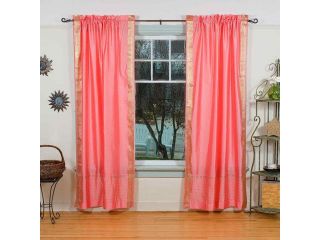 Pink Rod Pocket  Sheer Sari Curtain / Drape / Panel     43W x 108L   Pair