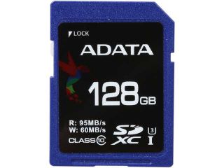 ADATA Premier Pro 128GB Secure Digital Extended Capacity (SDXC) Flash Card Model ASDX128GUI3CL10 R