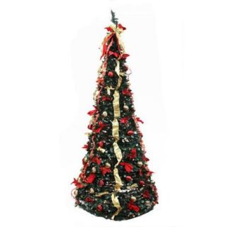 6' Pre Lit Pop Up Decorated Red/Gold Artificial Christmas Tree   Clear Lights