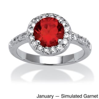 PalmBeach Round Simulated Birthstone and Cubic Zirconia Halo Ring in