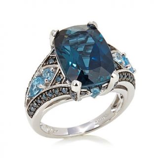 Victoria Wieck 7.33ct London Blue Topaz, Swiss Blue Topaz and Blue Diamond Ring   7502287
