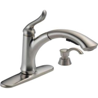 Delta Linden Single Handle Pull Out Sprayer Kitchen Faucet with Soap/Lotion Dispenser in Stainless Steel 4353 SSSD DST