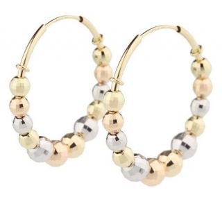 EternaGold Tri color Faceted Bead Endless Hoop Earrings, 14K —