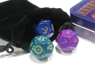 Astrodice: Astrology Divination Fortune Telling Dice Set in Tin Case