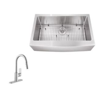 Schon All in One Farmhouse Apron Front Stainless Steel 31 in. Single Bowl Kitchen Sink with Faucet SC2067553SS