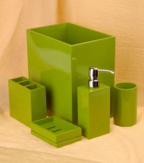 Jonathan Adler Apple Green Lacquerware Bathroom Accessory Set by