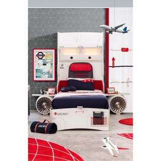 Cilek First Class Airplane Twin Storage Bed with Headboard Storage and