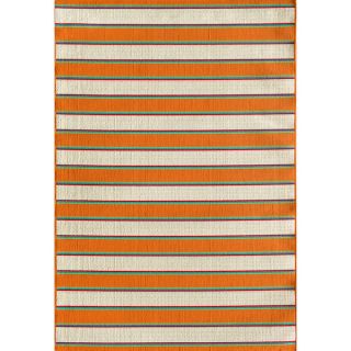 Somette Tributary Crosby Stripe Snow and Orange Indoor/ Outdoor Rug (5
