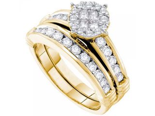 14k Yellow Gold 0.90Ct Diamond Soliel Bridal Set
