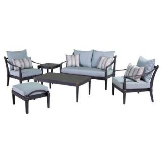 RST Brands Astoria 6 Piece Love and Club Patio Deep Seating Set with Bliss Blue Cushions OP ALOSS6 AST BLS K