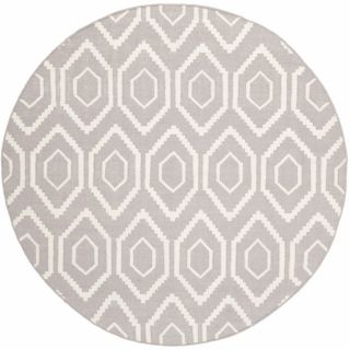 Safavieh Dhurries Grey and Ivory Round Indoor Woven Area Rug (Common 6 x 6; Actual 72 in W x 72 in L x 0.42 ft Dia)
