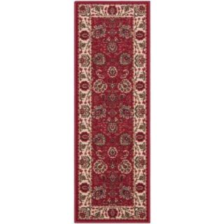 Ottomanson Ottohome Collection Traditional Floral Design Dark Red 1 ft. 8 in. x 4 ft. 11 in. Rug Runner OTH2130 20X59