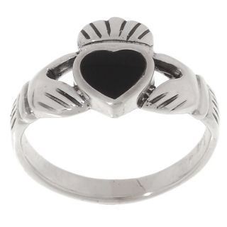 Tressa Sterling Silver Black Onyx Claddagh Ring  