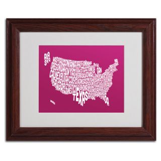 Michael Tompsett RASPBERRY USA States Text Map Framed Matted Art