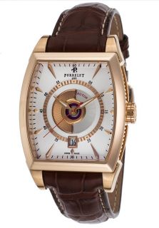 Men's Classic Double Rotor Auto Brown Croco Ivory Dial 18K Rose Gold