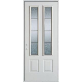 Stanley Doors 36 in. x 80 in. Geometric Clear and Zinc 2 Lite 2 Panel Prefinished White Right Hand Inswing Steel Prehung Front Door 1000ESL2 ECL 36 R Z