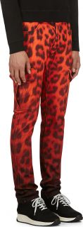 Vermilion Leopard Twill Cargo Trousers