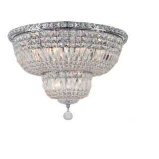 Worldwide Lighting Empire Collection 10 Light Chrome Clear Crystal Flushmount W33010C20